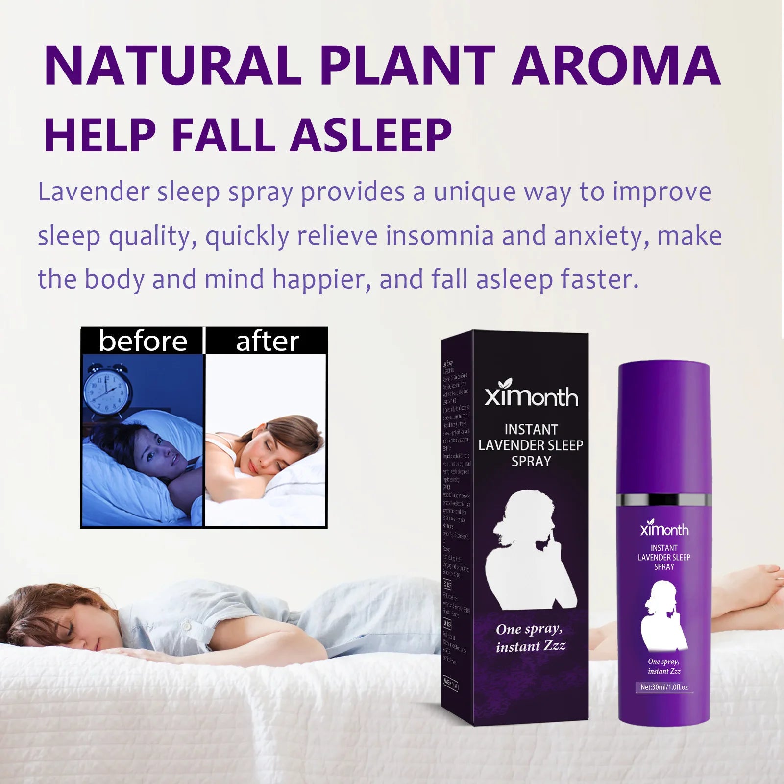 Lavender Sleep Spray Relieves Fatigue, Protects Sleep, Relaxes Body and Mind, and Falls Asleep Spray