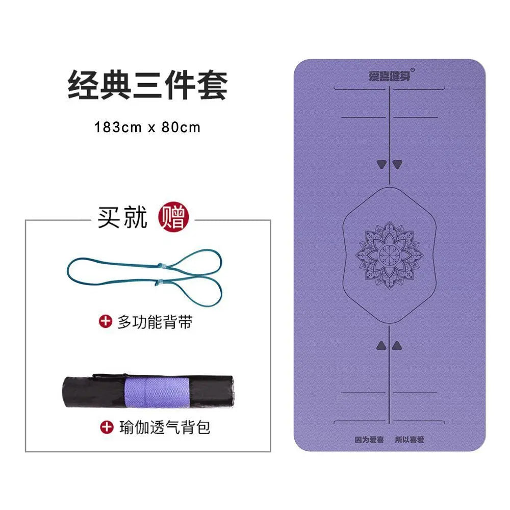 TPE environmentally friendly odorless dual color yoga mat for men women,widened anti slip soundproof fitness mat,dance floor mat