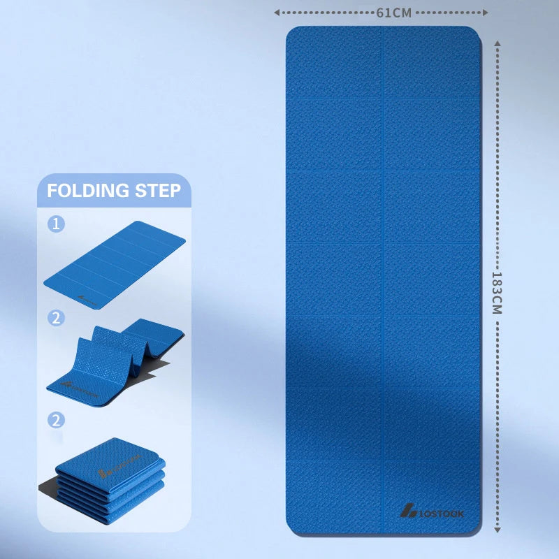 Foldable Yoga Mat 4mm Thick Eco Friendly Tpe Folding Travel Fitness Exercise Double Sided Non-Slip For Pilates & Floor Workouts