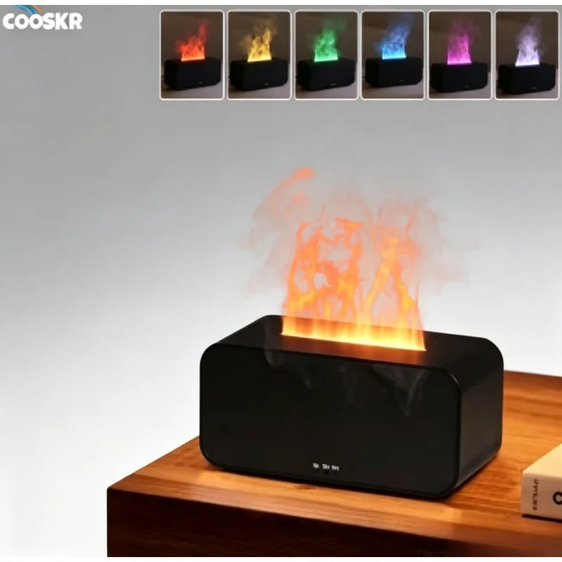 Mini Flame Air Humidifier Diffuser, Essential Oil Automatic Fragrance Diffuser with LED Light for Home