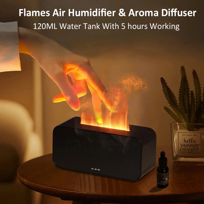 Mini Flame Air Humidifier Diffuser, Essential Oil Automatic Fragrance Diffuser with LED Light for Home
